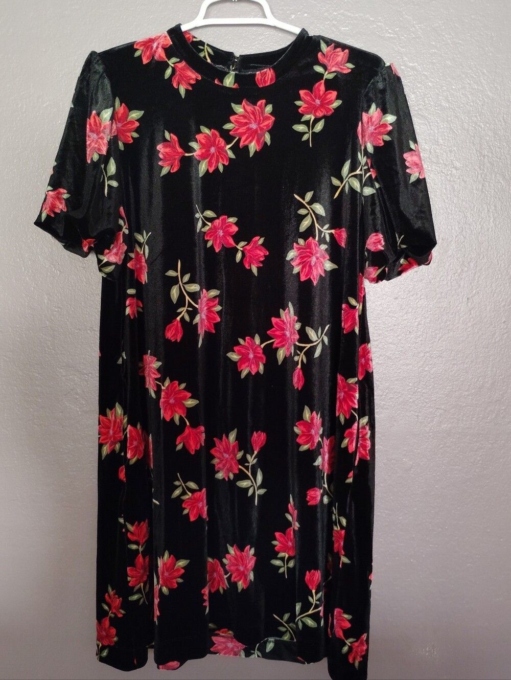 Draper James RSVP Velvet Floral Puff Sleeve Shift Dress Size L